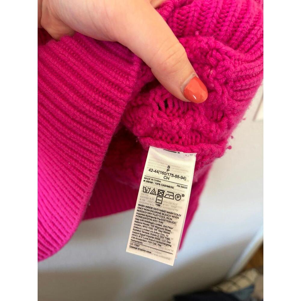 Banana Republic 100% Cashmere cable knit pink mockneck sweater size S. GUC - Picture 3 of 7